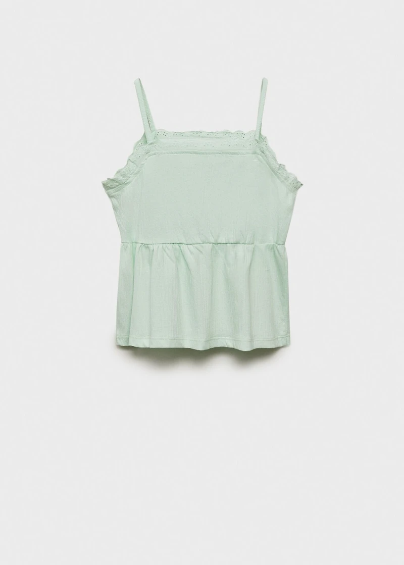 Top with Swiss embroidery detail