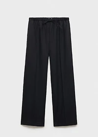 Straight-fit linen pants with bow