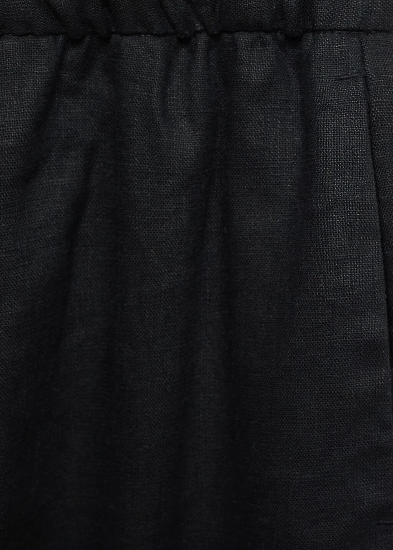 Straight-fit linen pants with bow