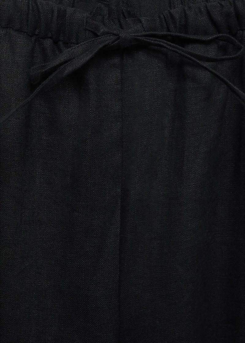 Straight-fit linen pants with bow