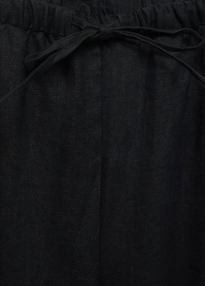 Straight-fit linen pants with bow