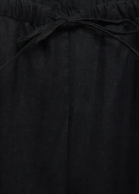 Straight-fit linen pants with bow