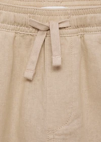 Linen-blend elastic waist pants