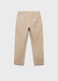 Linen-blend elastic waist pants