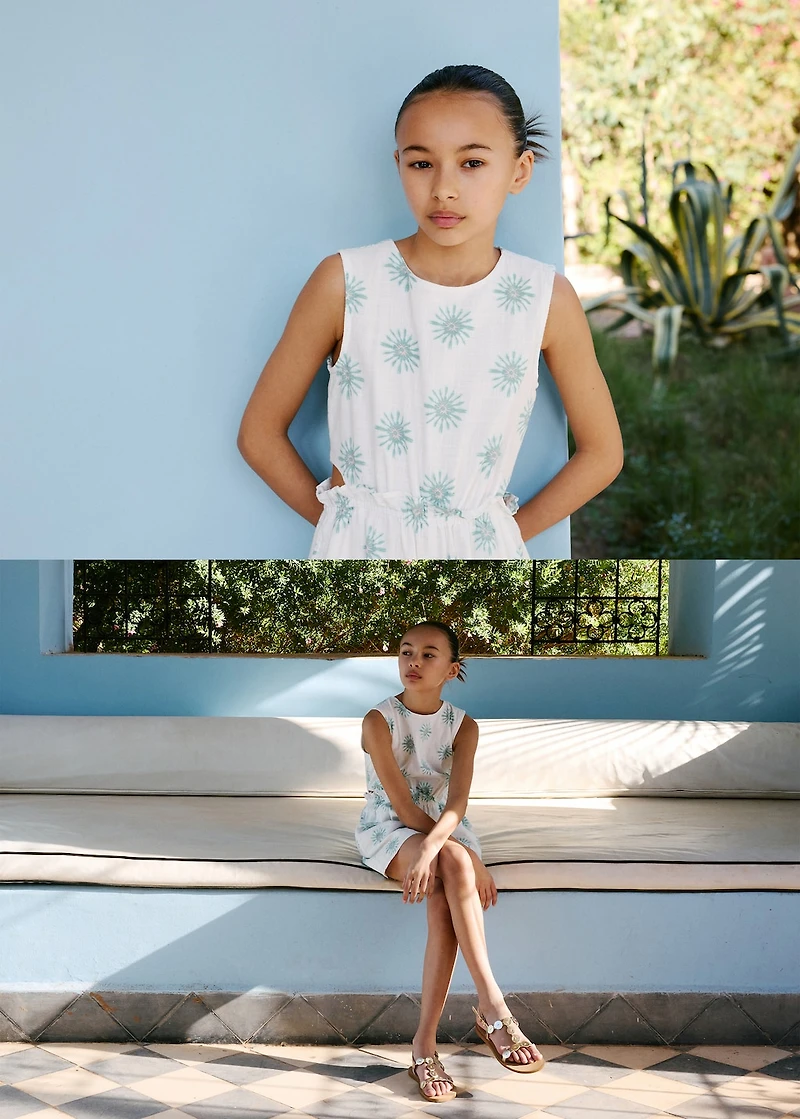 Printed jumpsuit with openings