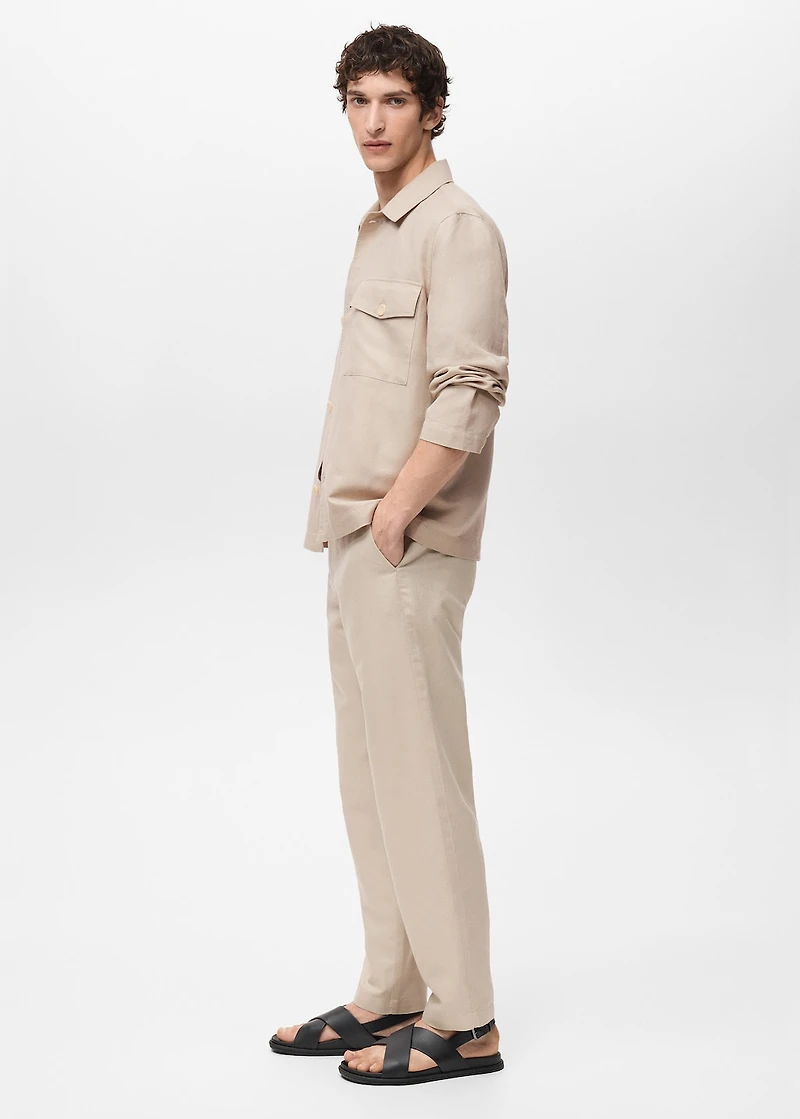 Straight-fit linen overshirt