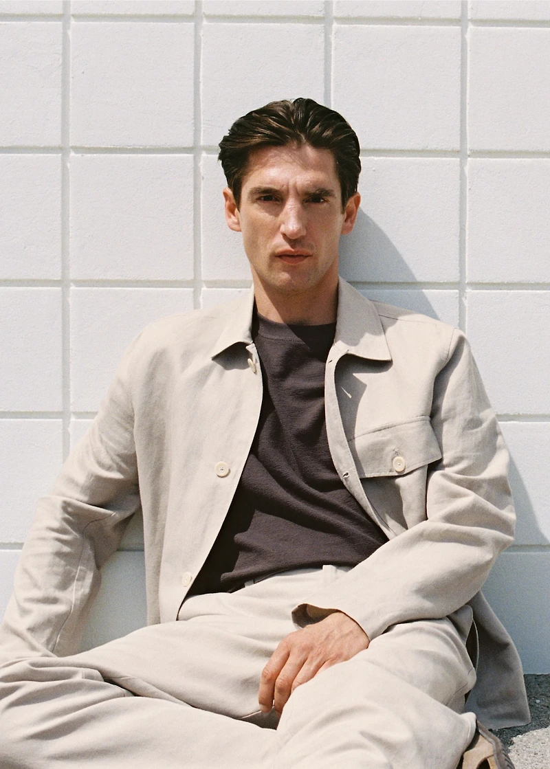 Straight-fit linen overshirt