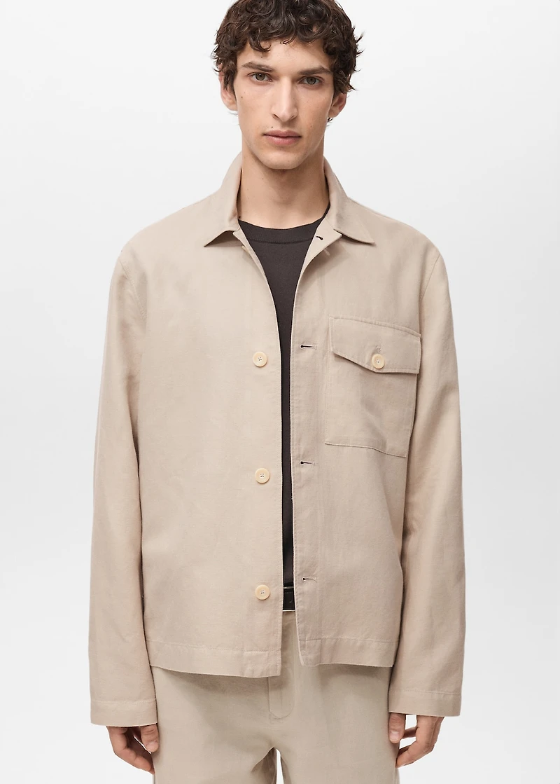 Straight-fit linen overshirt