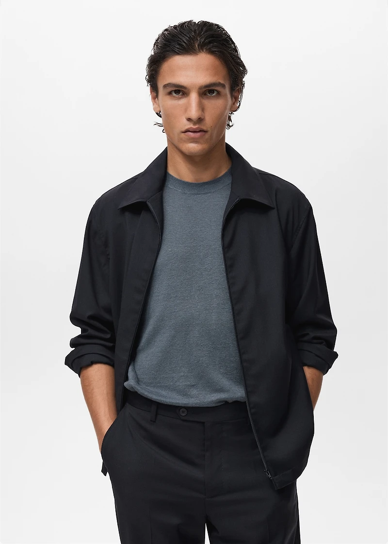 Cold wool jacket with shirt collar