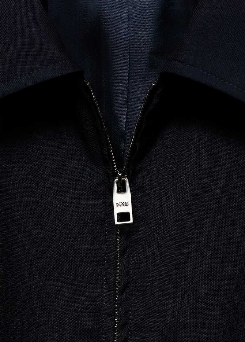 Cold wool jacket with shirt collar