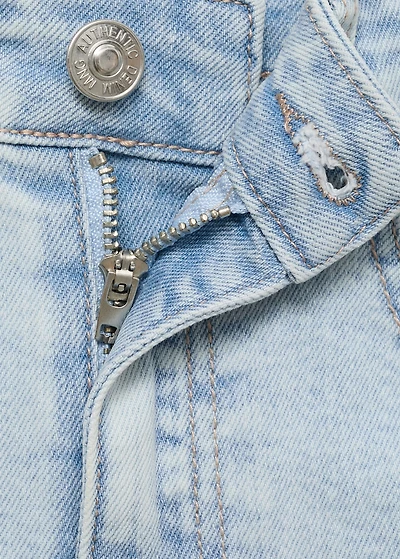 Denim miniskirt with frayed hem