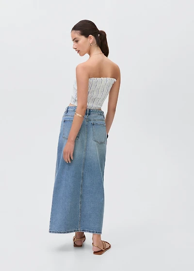 Long denim skirt