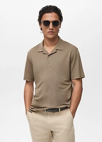 Lyocell polo shirt with bowling collar