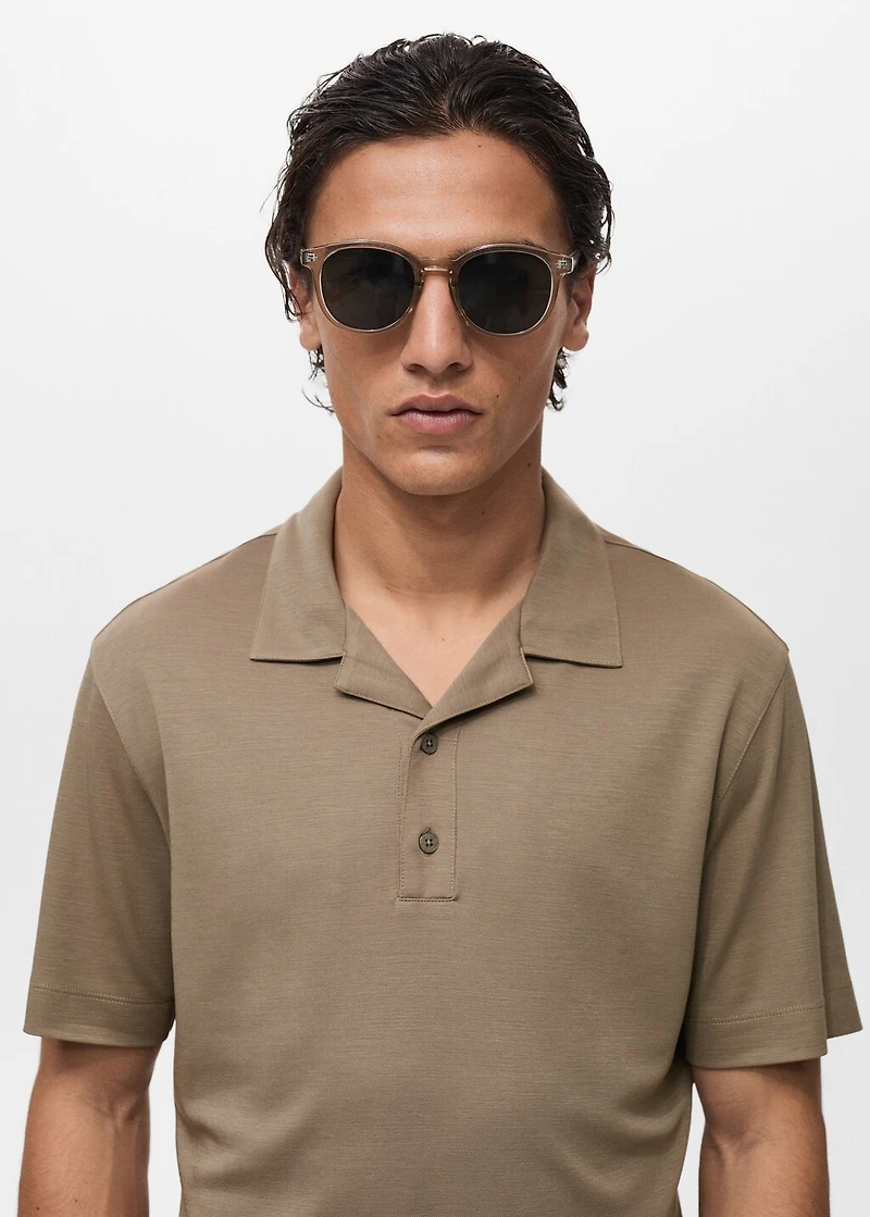Lyocell polo shirt with bowling collar