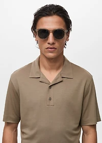 Lyocell polo shirt with bowling collar