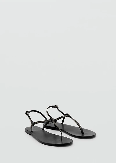 Leather sandals with mini studs
