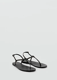 Leather sandals with mini studs