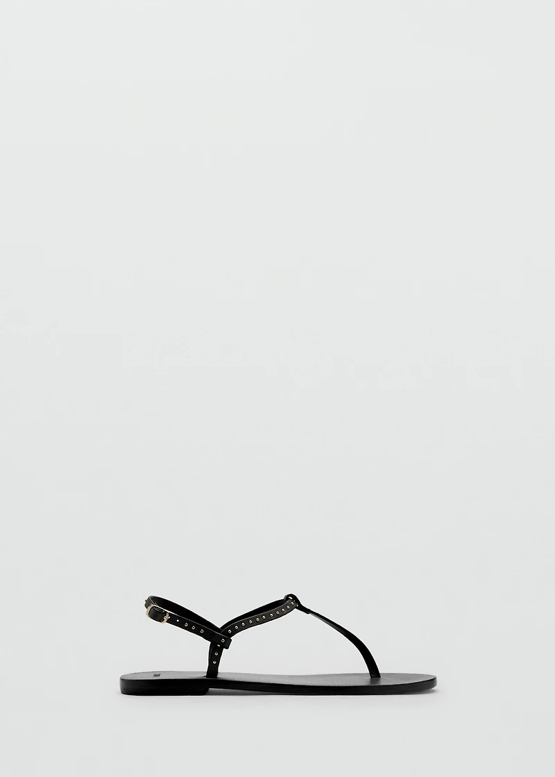 Leather sandals with mini studs