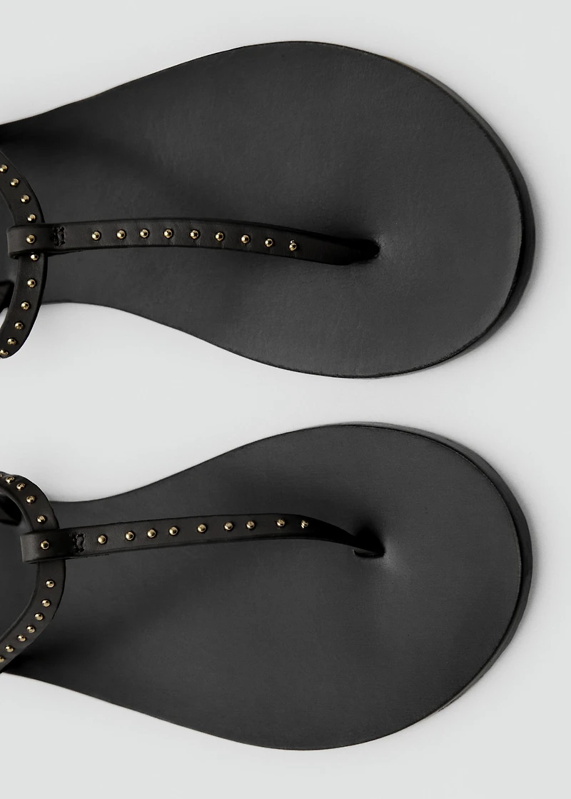 Leather sandals with mini studs