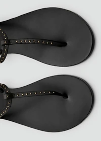 Leather sandals with mini studs