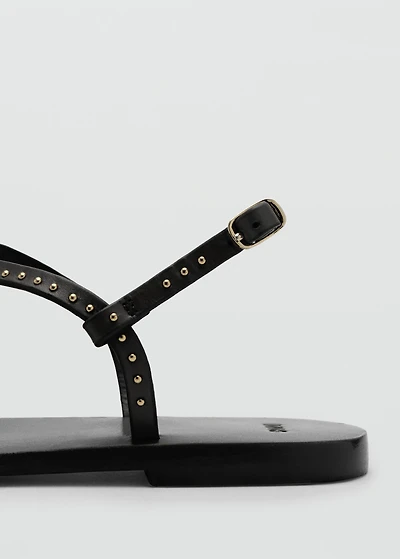 Leather sandals with mini studs