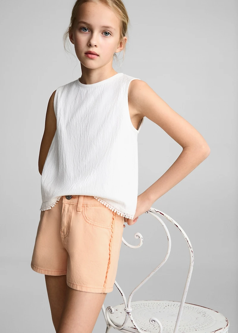 Denim shorts with side detail