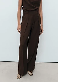 Wide leg pleated pants