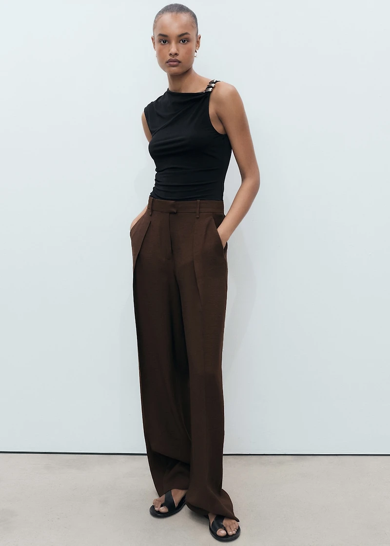 Wide leg pleated pants