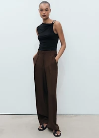 Wide leg pleated pants