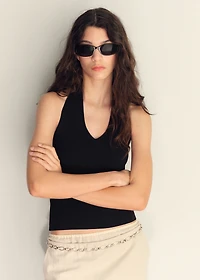 Ribbed halter-neck top
