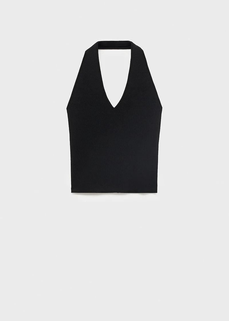 Ribbed halter-neck top
