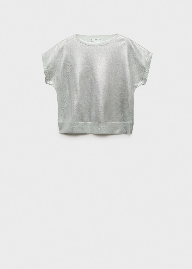 Short-sleeved foil knitted sweater