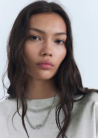 Short-sleeved foil knitted sweater