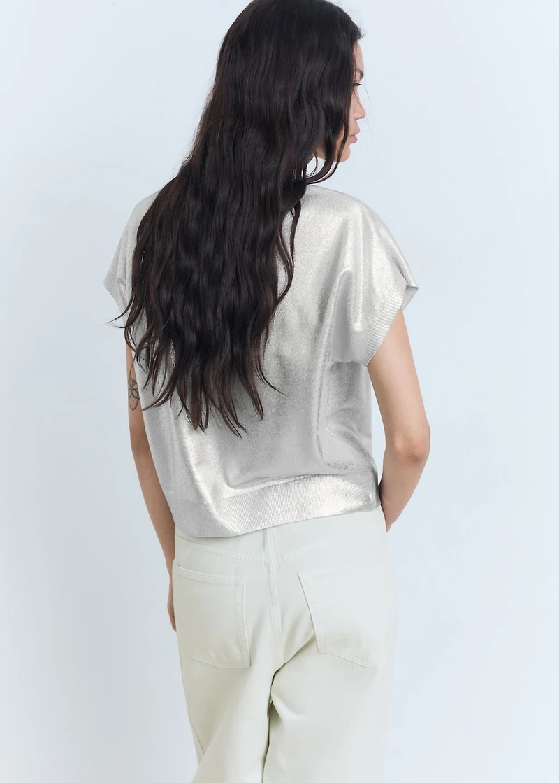 Short-sleeved foil knitted sweater