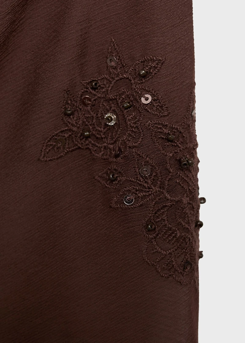 Embroidered mini-skirt with fringe