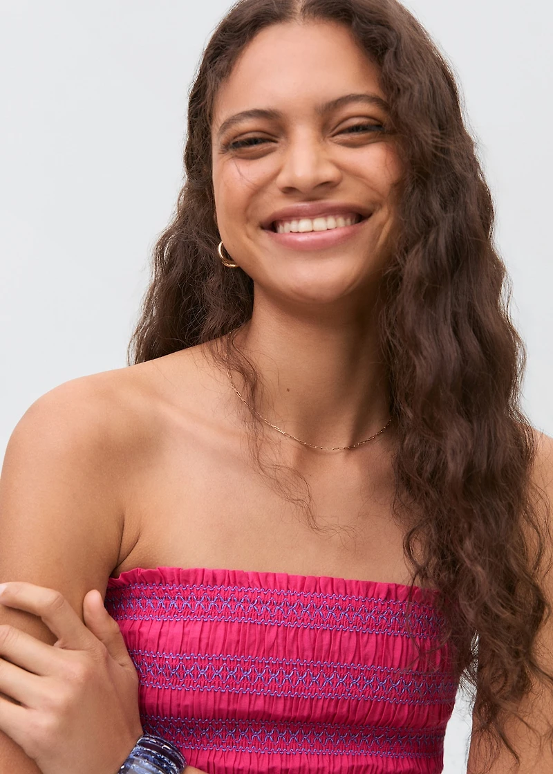 Strapless top with ruffles