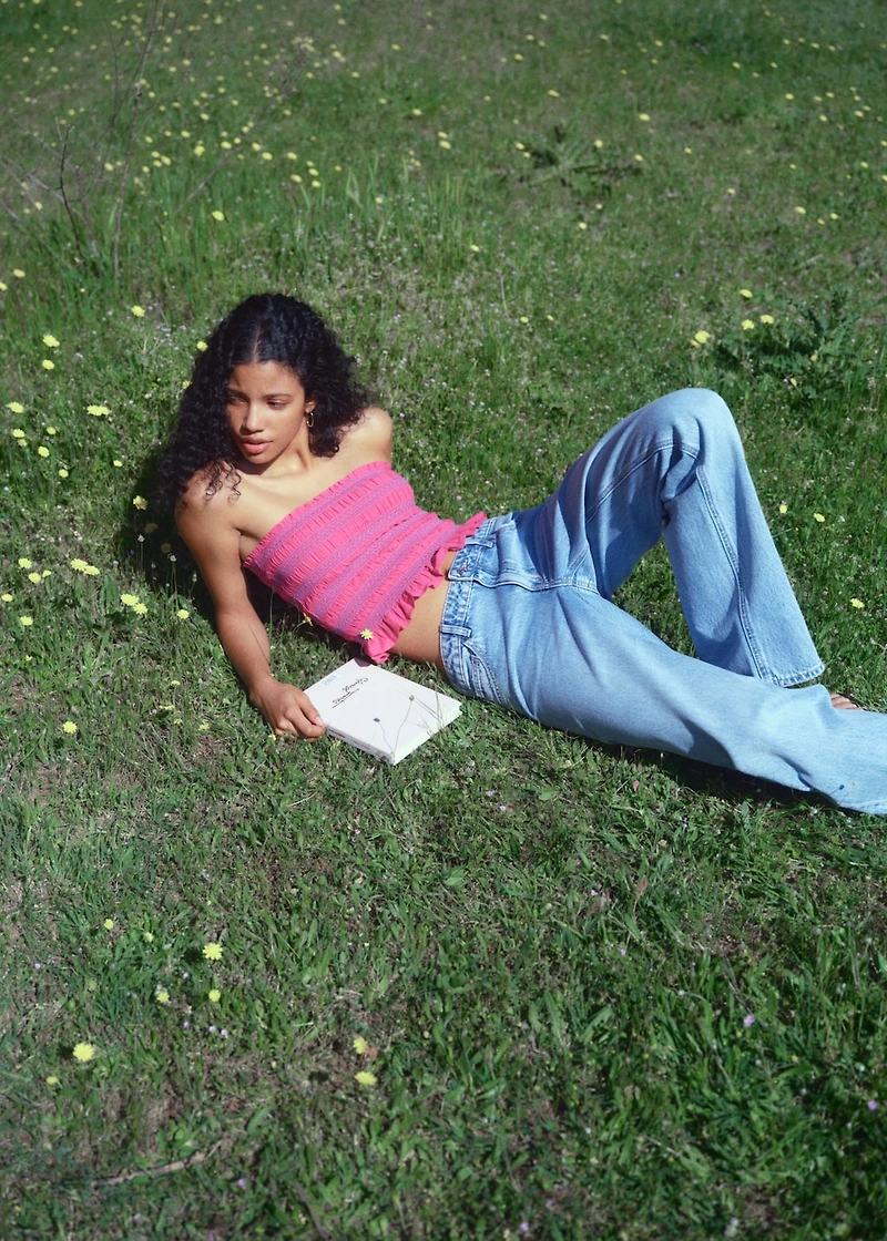 Strapless top with ruffles