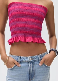Strapless top with ruffles