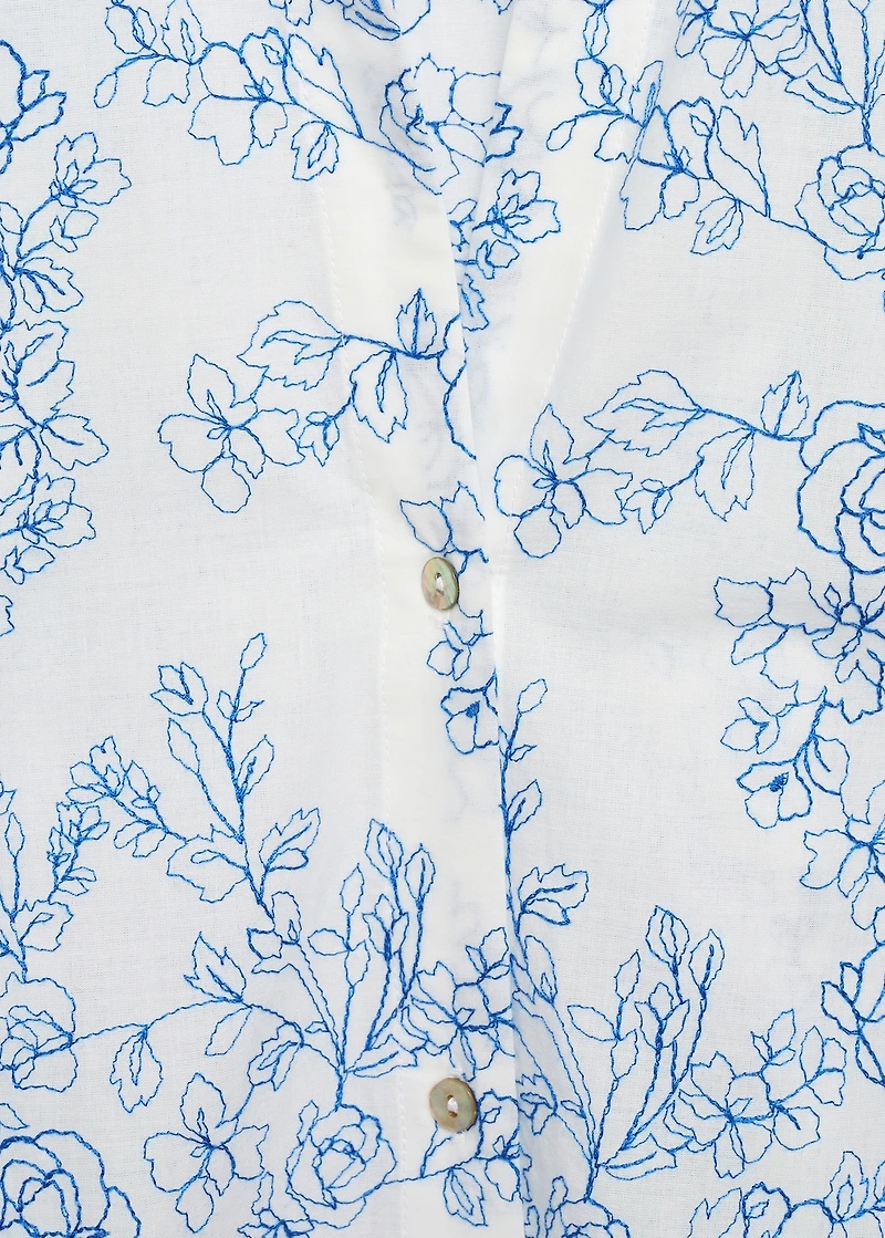 Shirt with floral embroidery