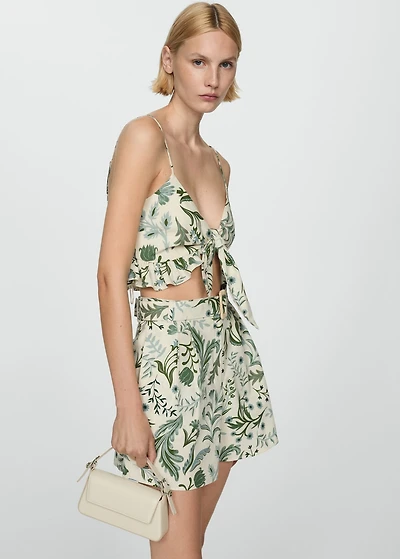 Printed shorts with belt