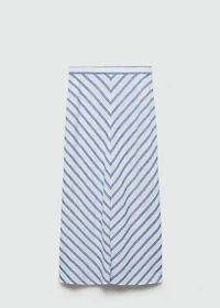 Striped linen-blend skirt