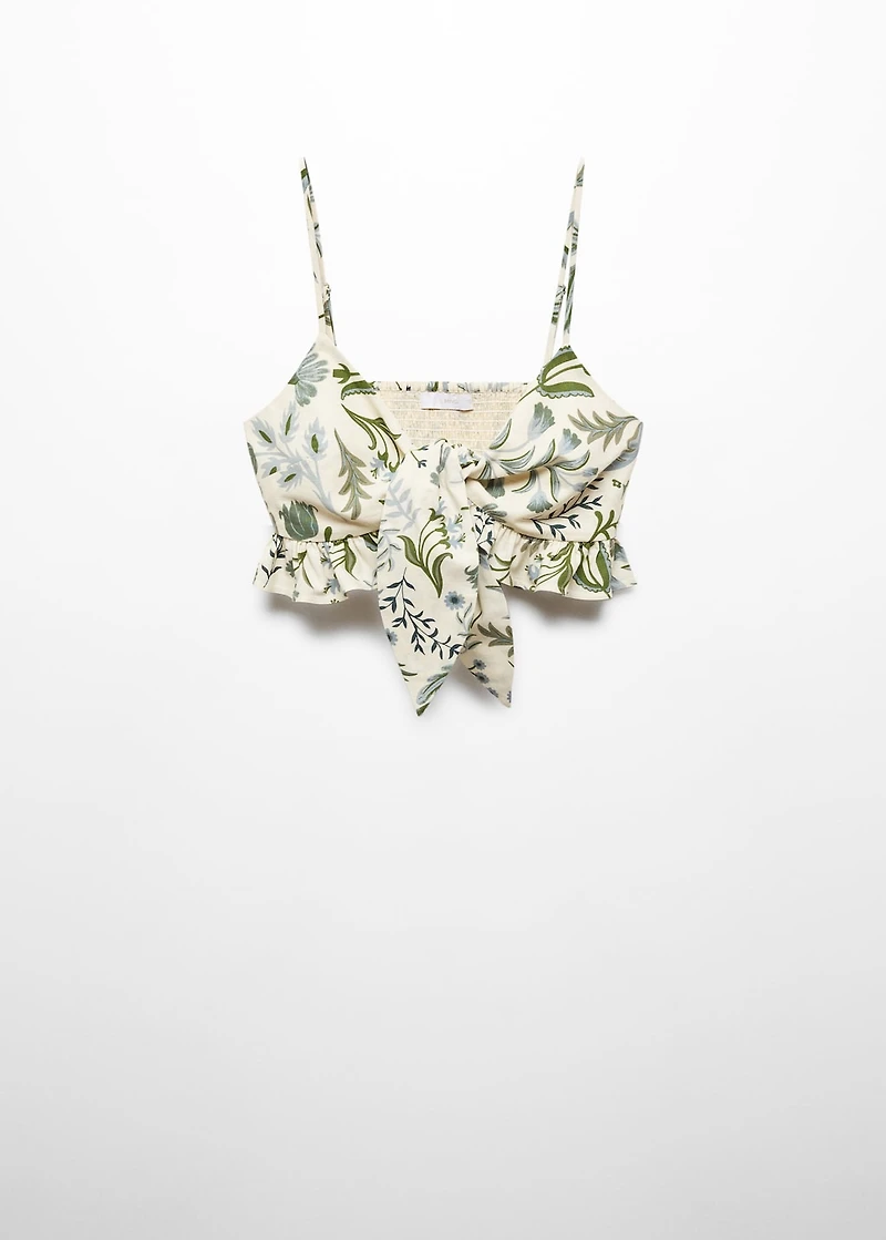 Printed crop top with bow