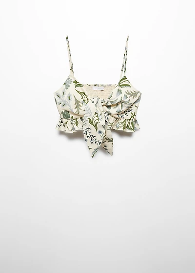 Printed crop top with bow