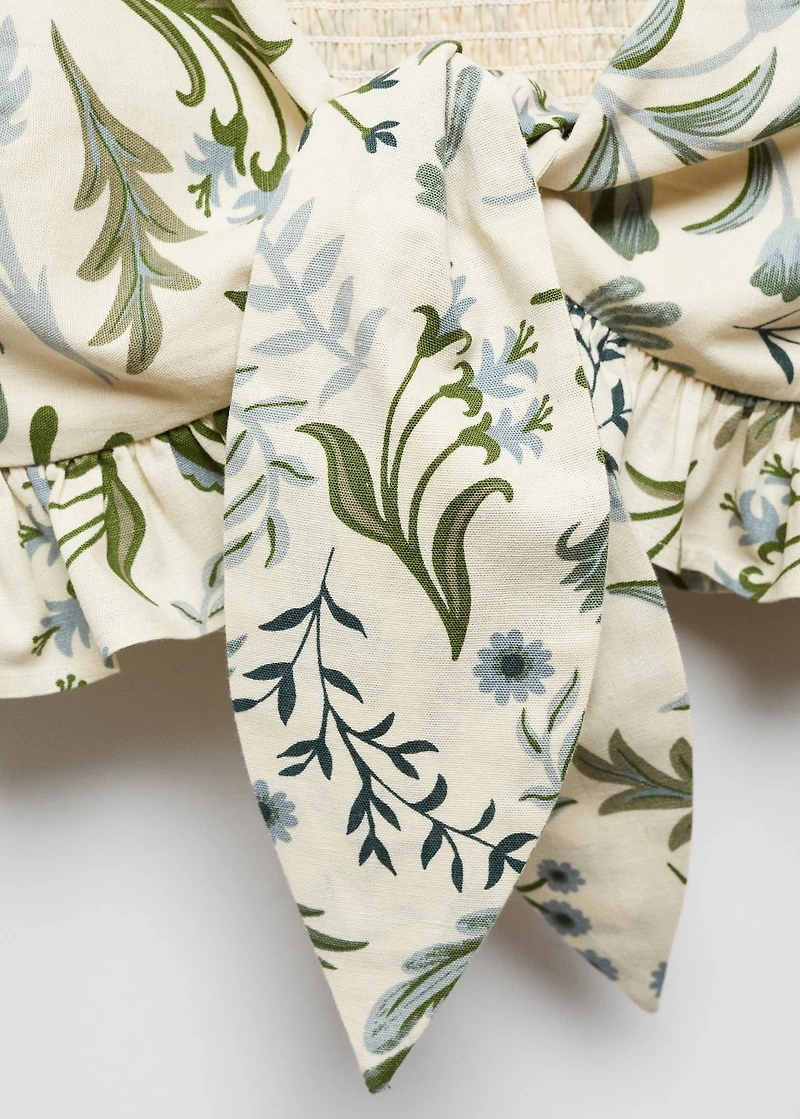 Printed crop top with bow