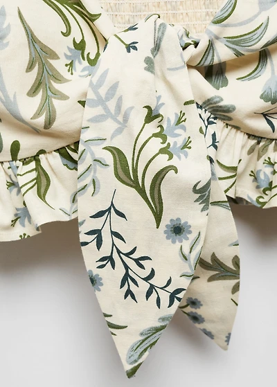 Printed crop top with bow