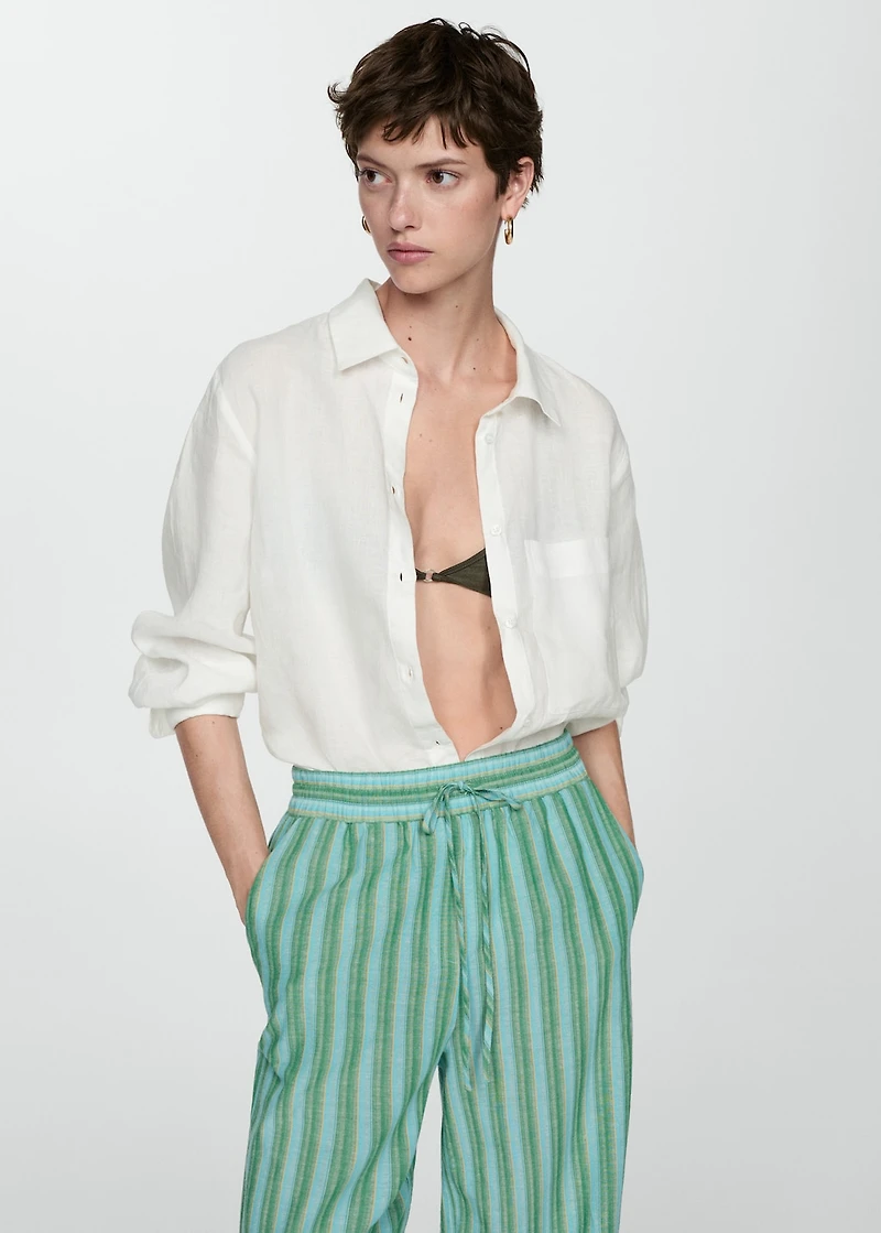 Straight striped trousers