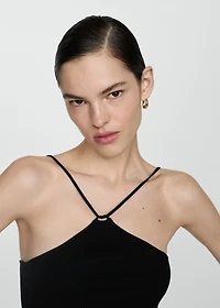 Knitted top with metallic thread