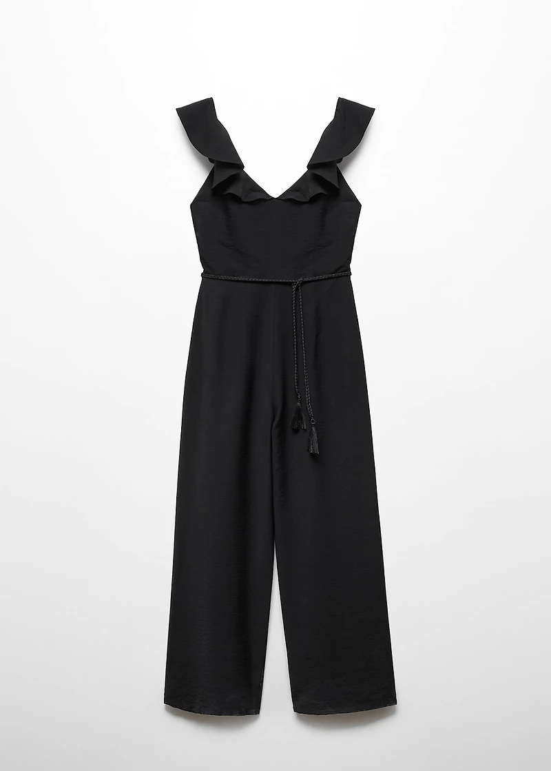 Long jumpsuit with tassel belt