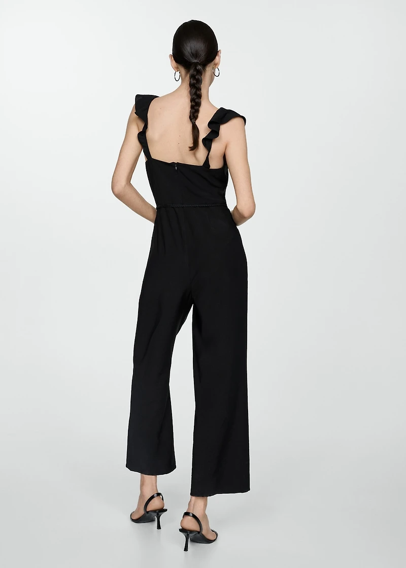 Long jumpsuit with tassel belt