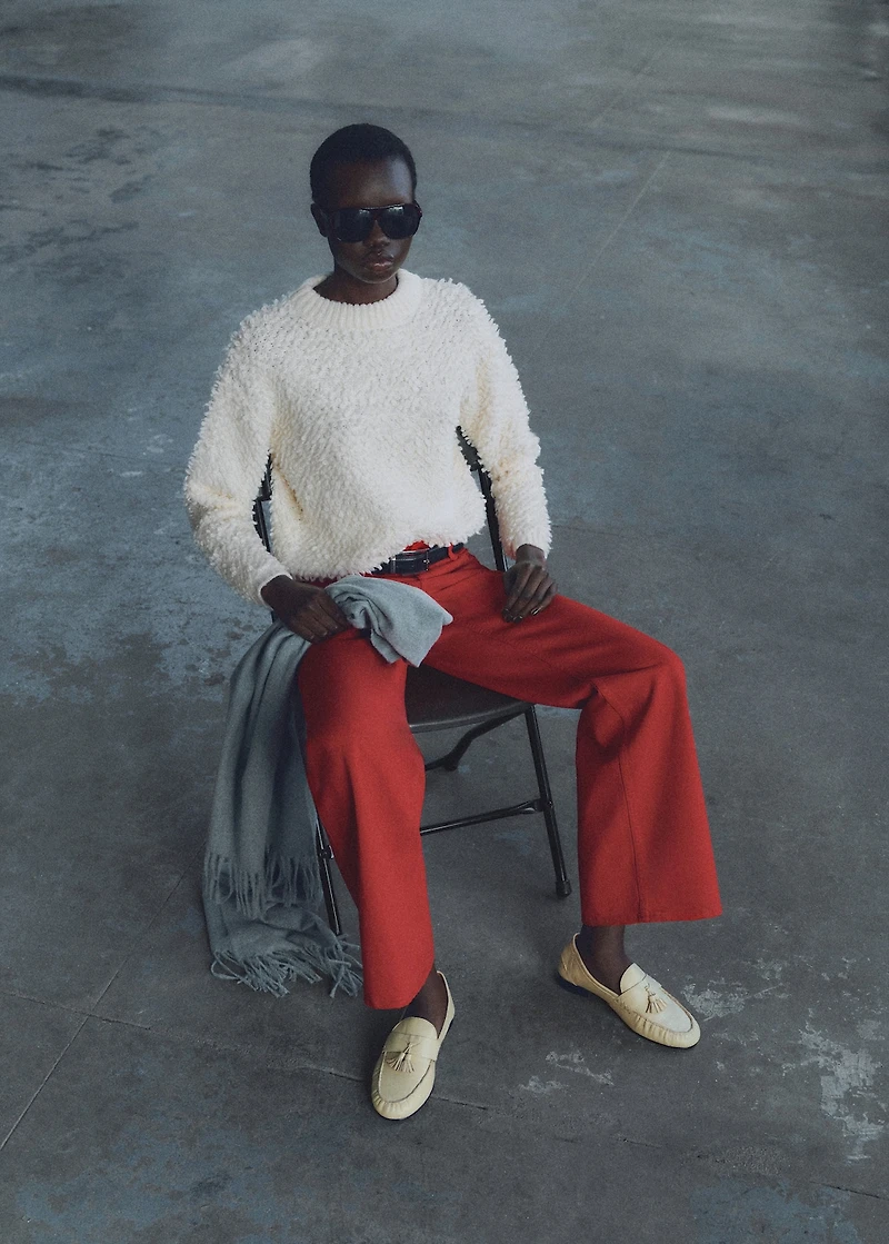 Round-neck bouclé sweater